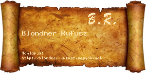 Blondner Rufusz névjegykártya